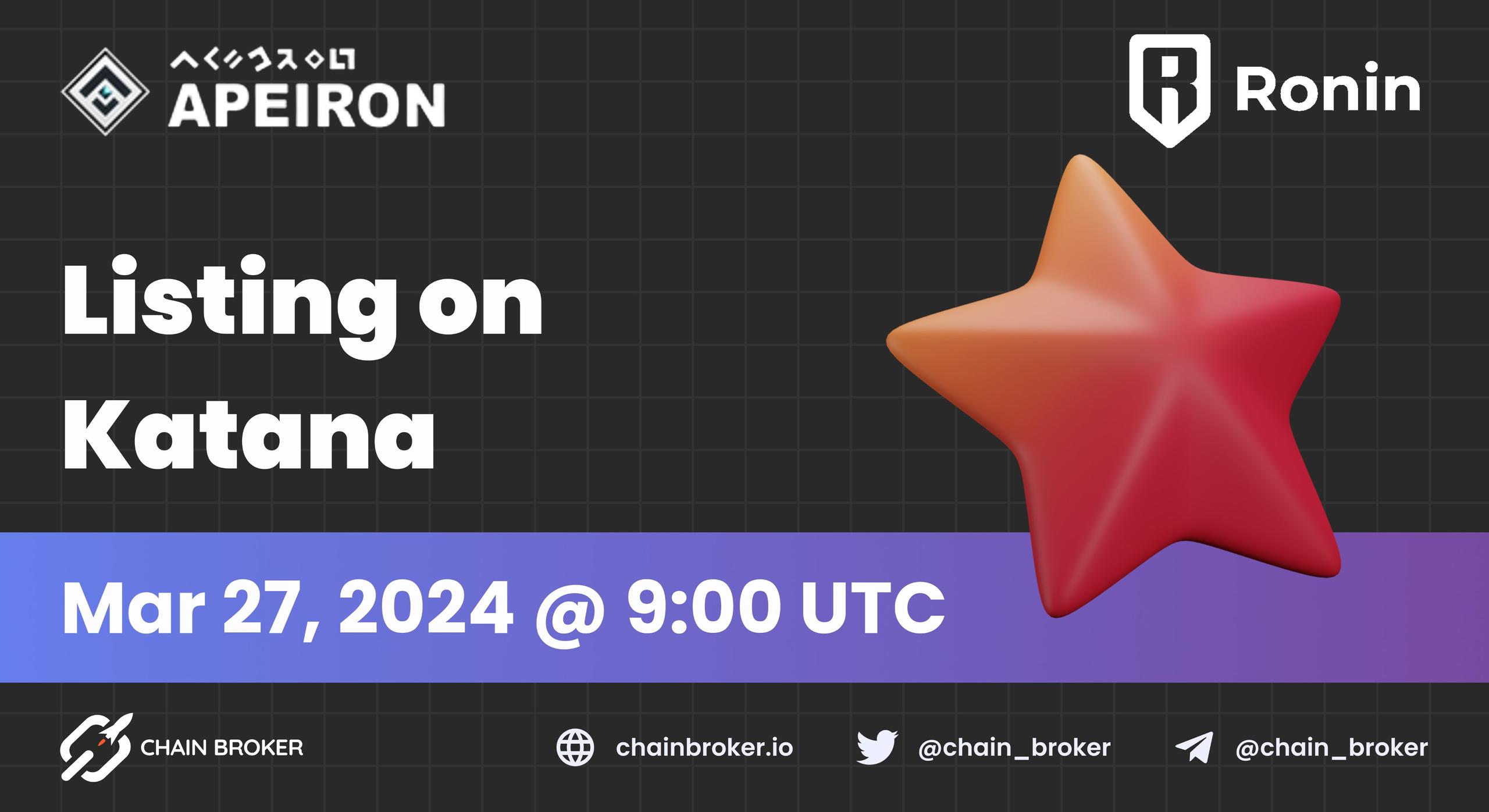 Apeiron will be Listed on Katana