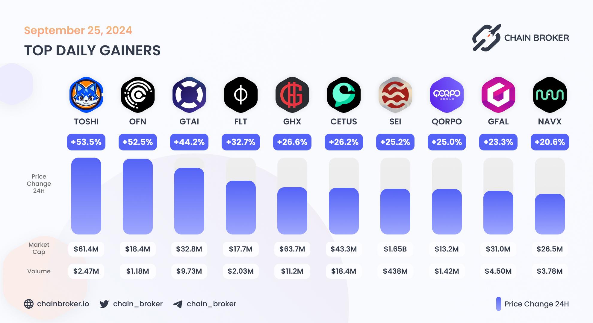 Top daily gainers