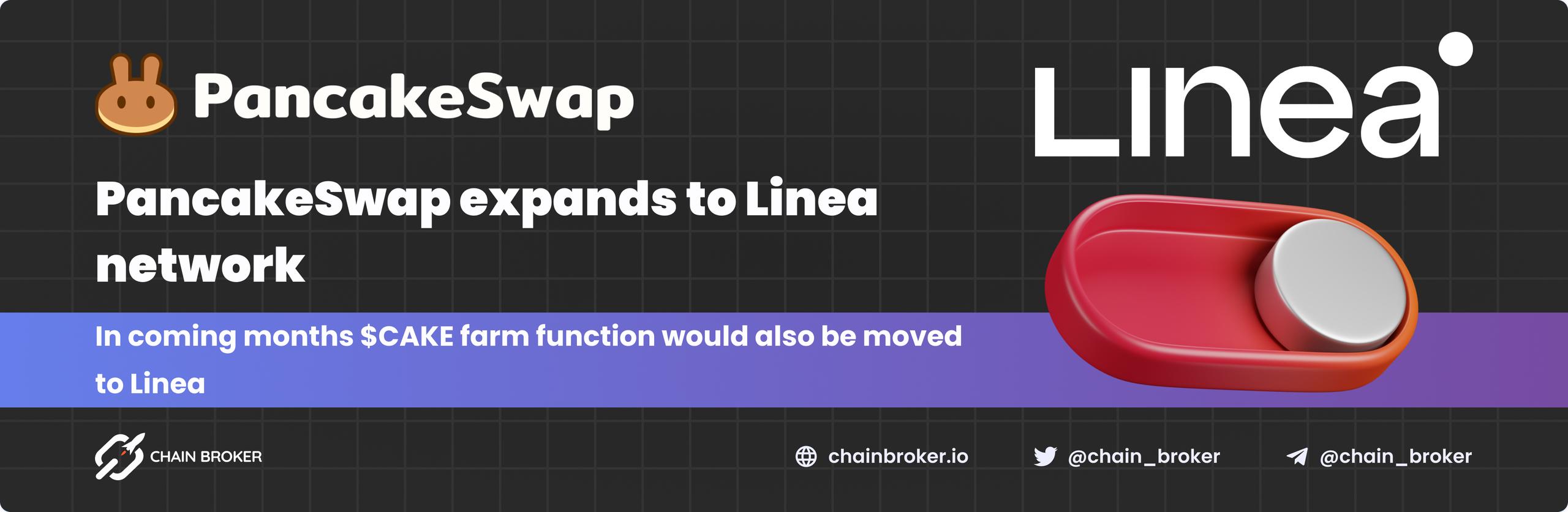 PancakeSwap expands to Linea L2 network.