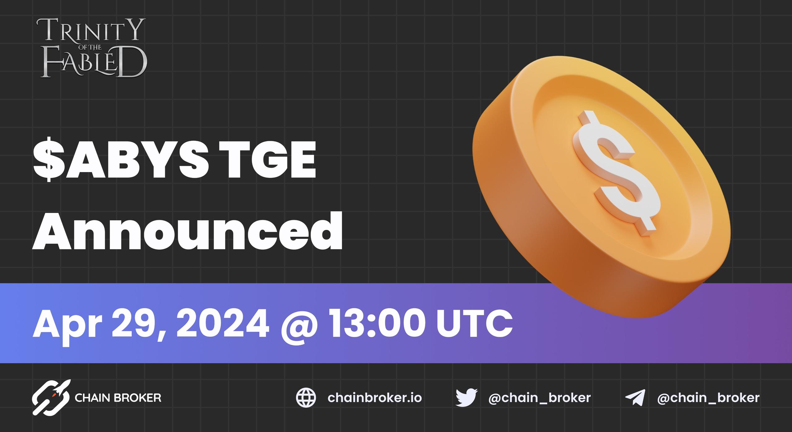 $ABYS Token Generation Event Announced $ABYS Token Generation Event Announced