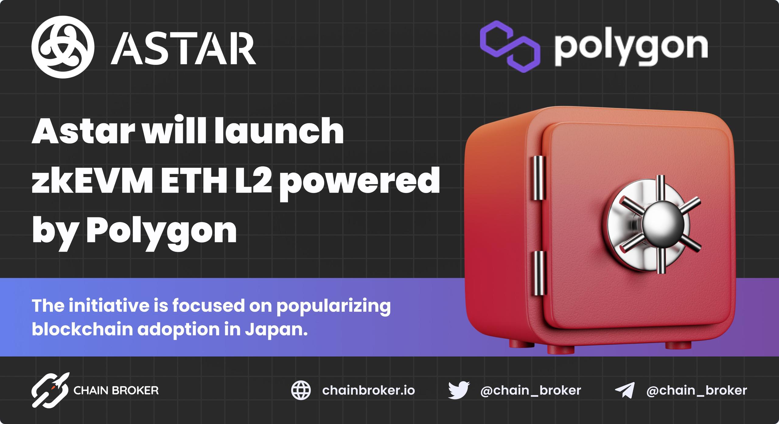 Astar will launch zkEVM Ethereum Layer 2 powered by Polygon