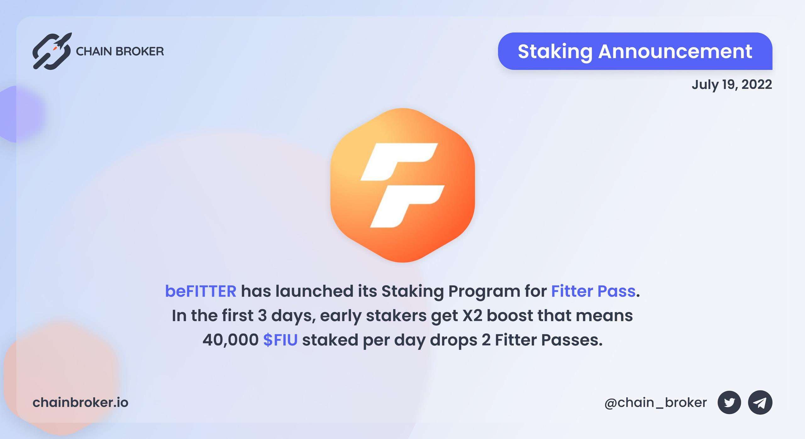 BeFitter staking program is now live