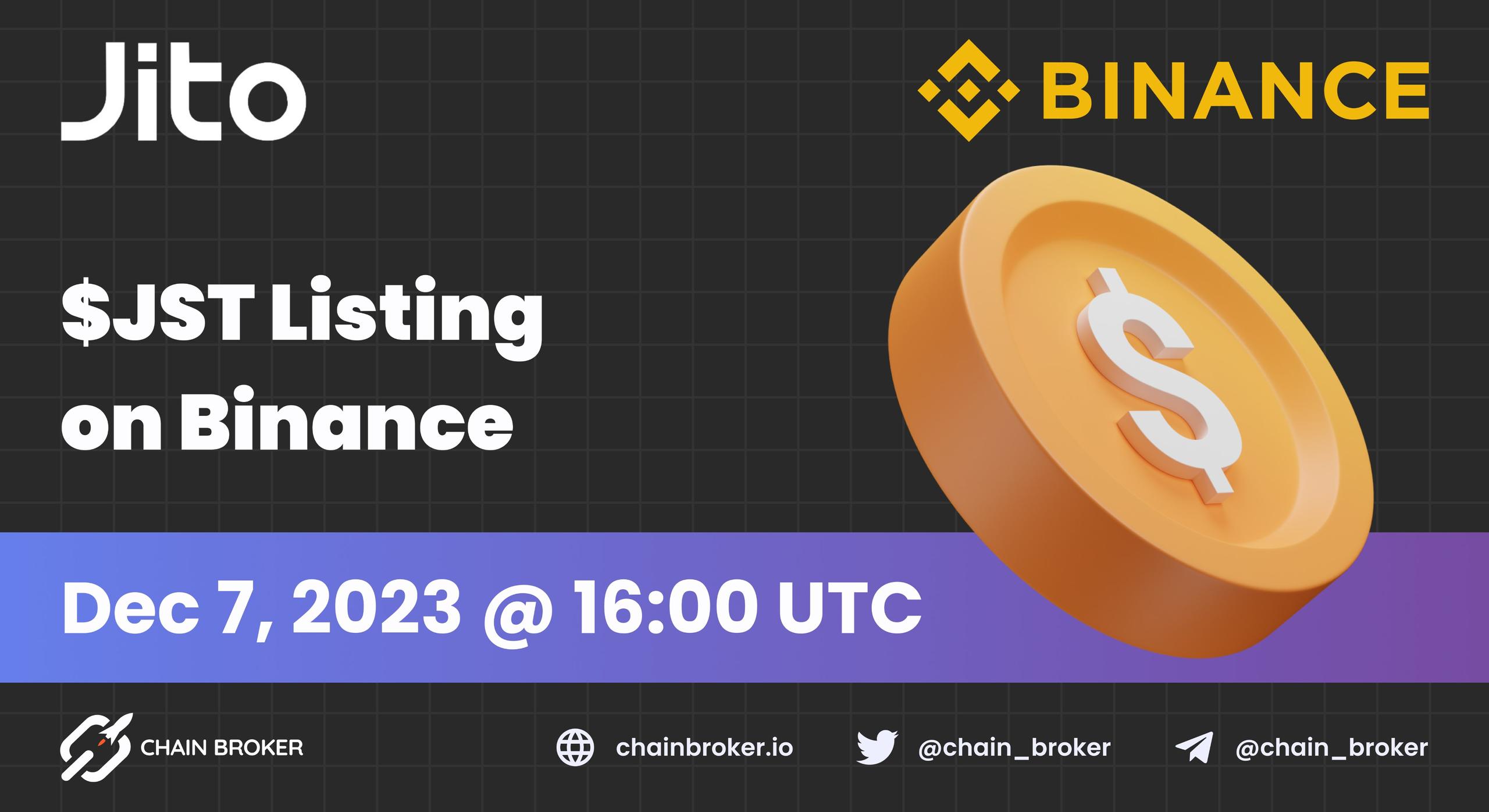Binance is listing Jito on Dec 7, 2023 Binance is listing Jito on Dec 7, 2023
