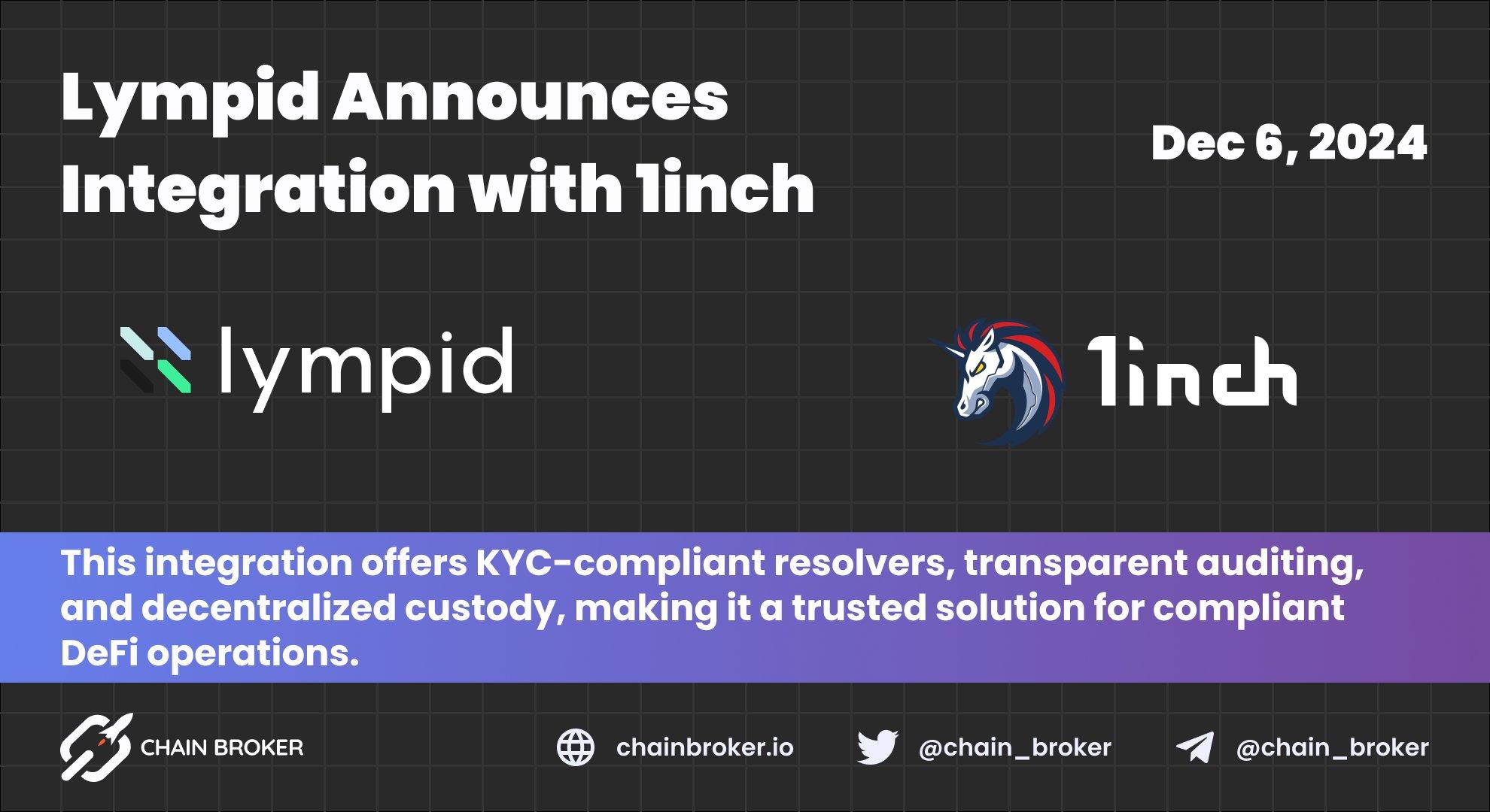 Lympid Integrates with 1inch Fusion+ Lympid Integrates with 1inch Fusion+