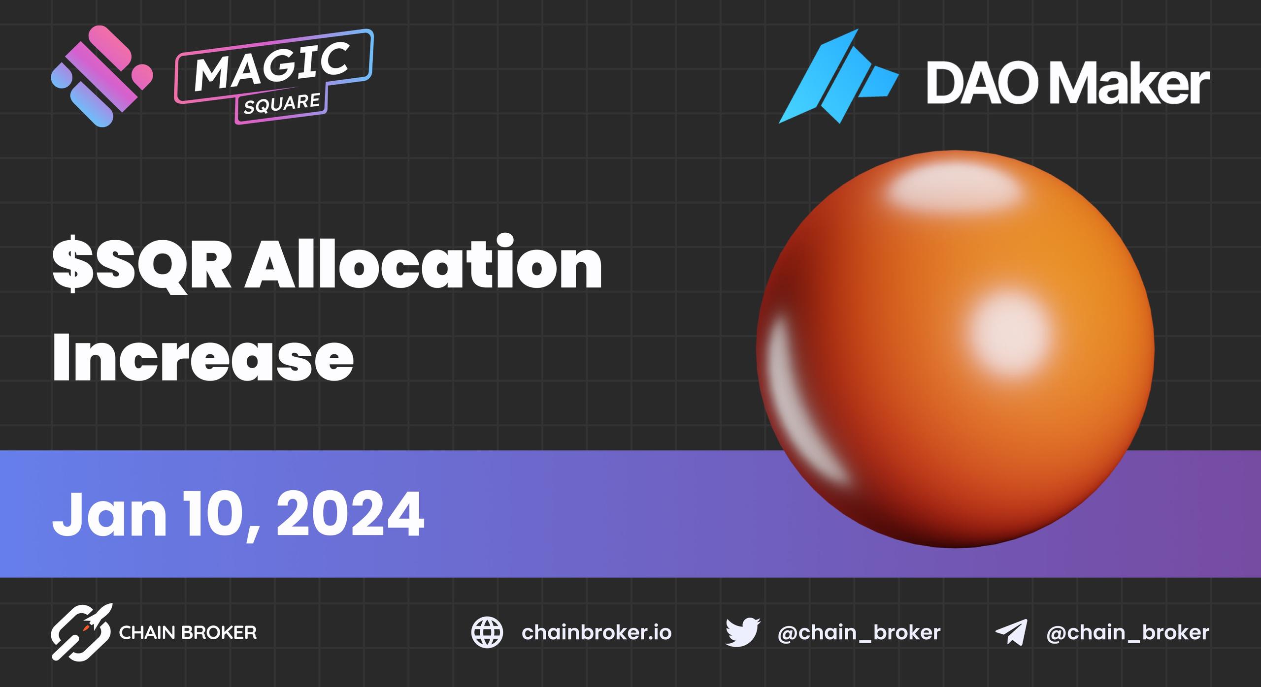 Magic Square will increase its DAO Maker allocation Magic Square will increase its DAO Maker allocation