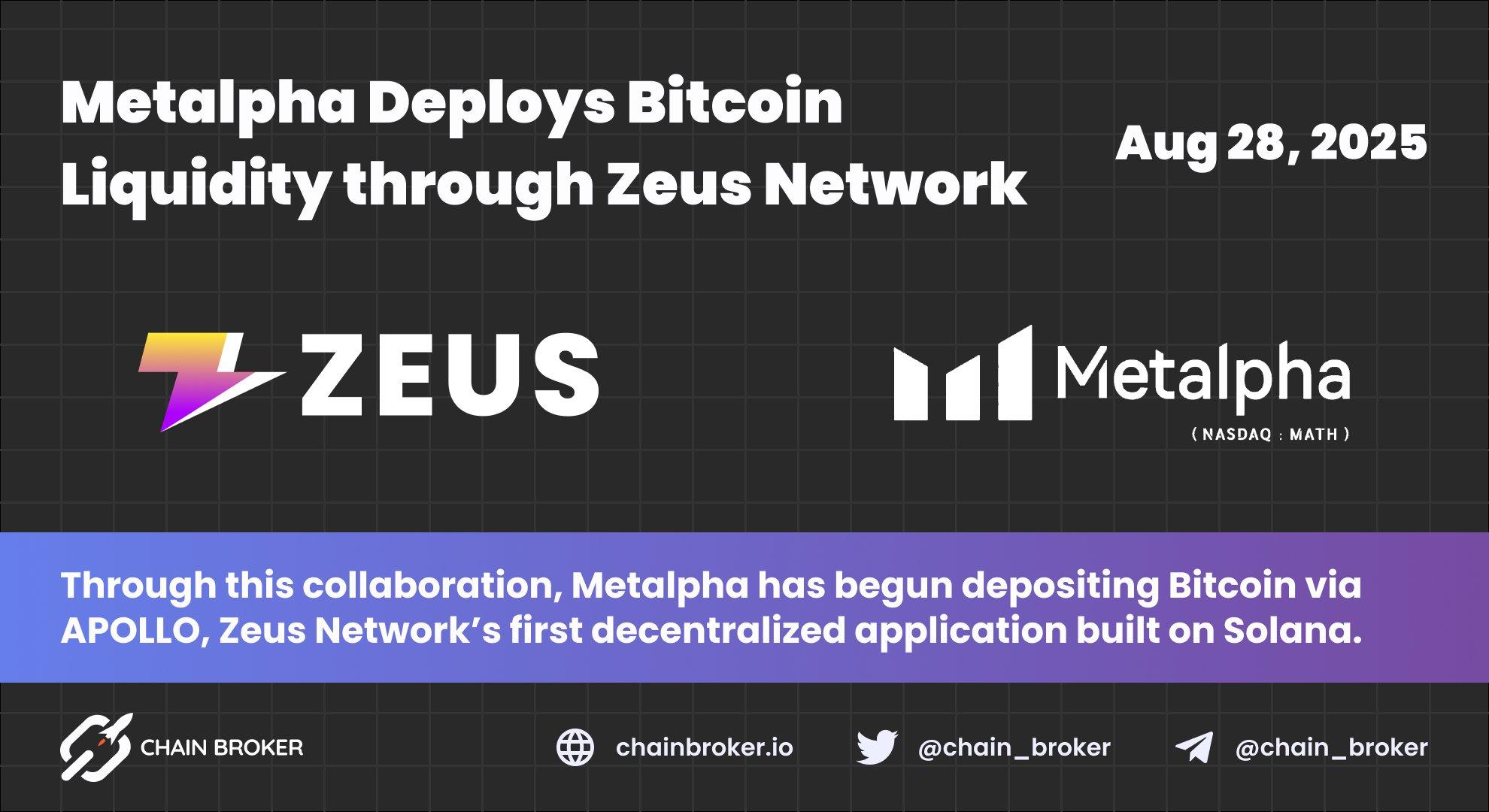Metalpha Deploys Bitcoin liquidity on Solana through Zeus Network Metalpha Deploys Bitcoin liquidity on Solana through Zeus Network
