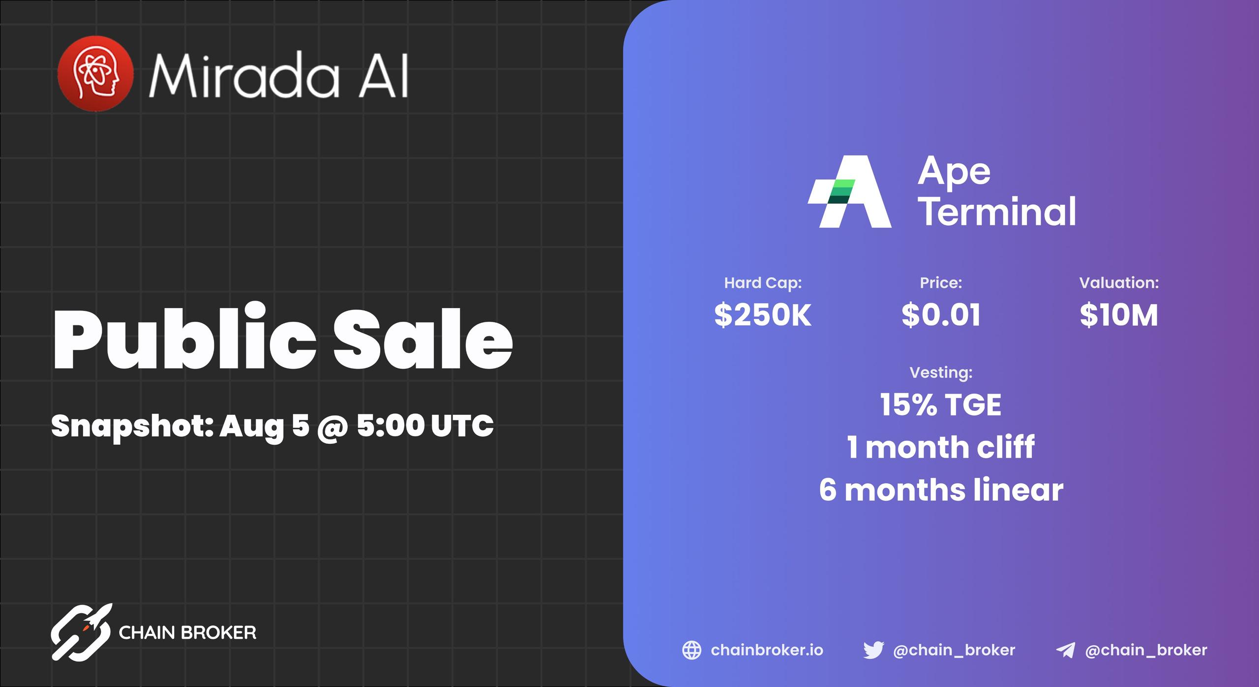 Mirada AI Announces $MIRX IDO on Ape Terminal Mirada AI Announces $MIRX IDO on Ape Terminal