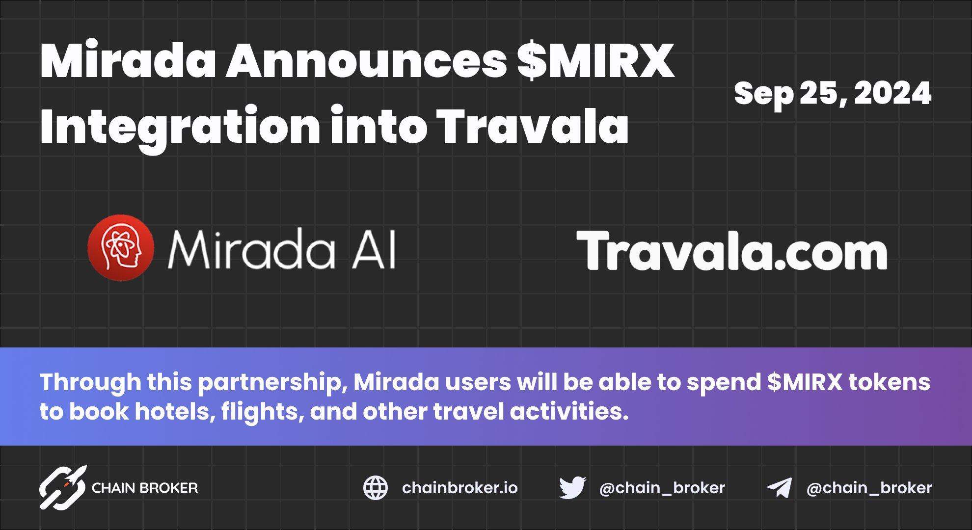 Mirada Announces $MIRX Integration into Travala Mirada Announces $MIRX Integration into Travala