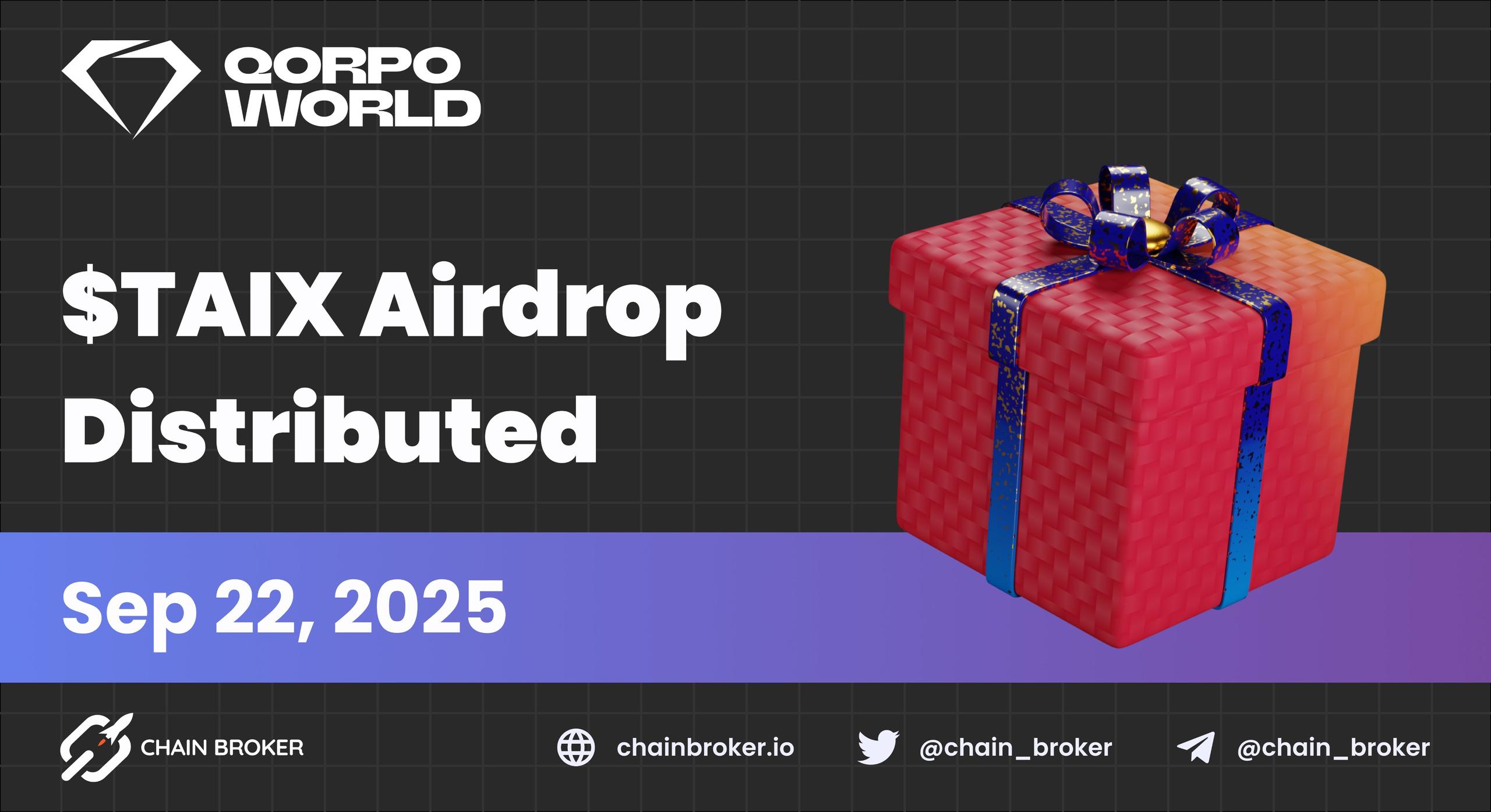 QORPO World Completes its First $TAIX Airdrop QORPO World Completes its First $TAIX Airdrop