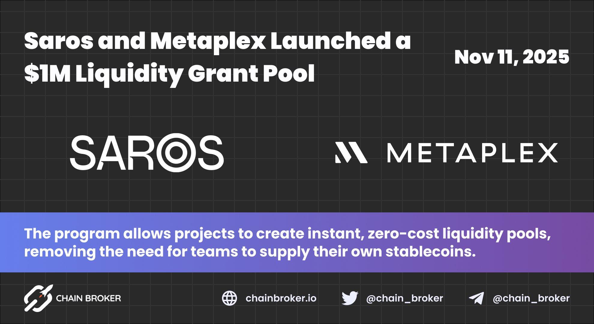 Saros and Metaplex Launched a $1M Liquidity Grant Pool Saros and Metaplex Launched a $1M Liquidity Grant Pool