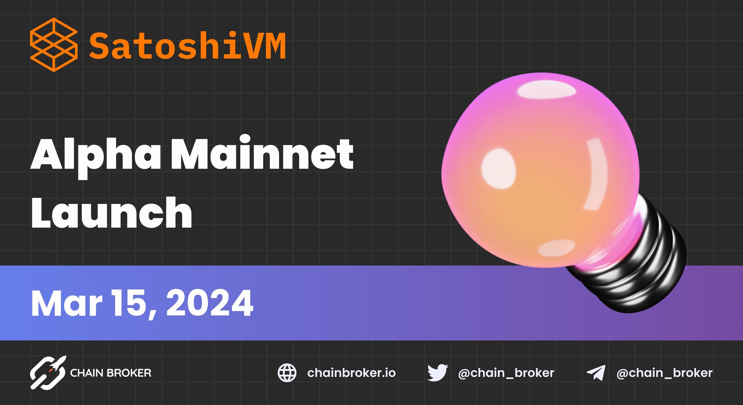 SatoshiVM Alpha Mainnet Launch Announced SatoshiVM Alpha Mainnet Launch Announced