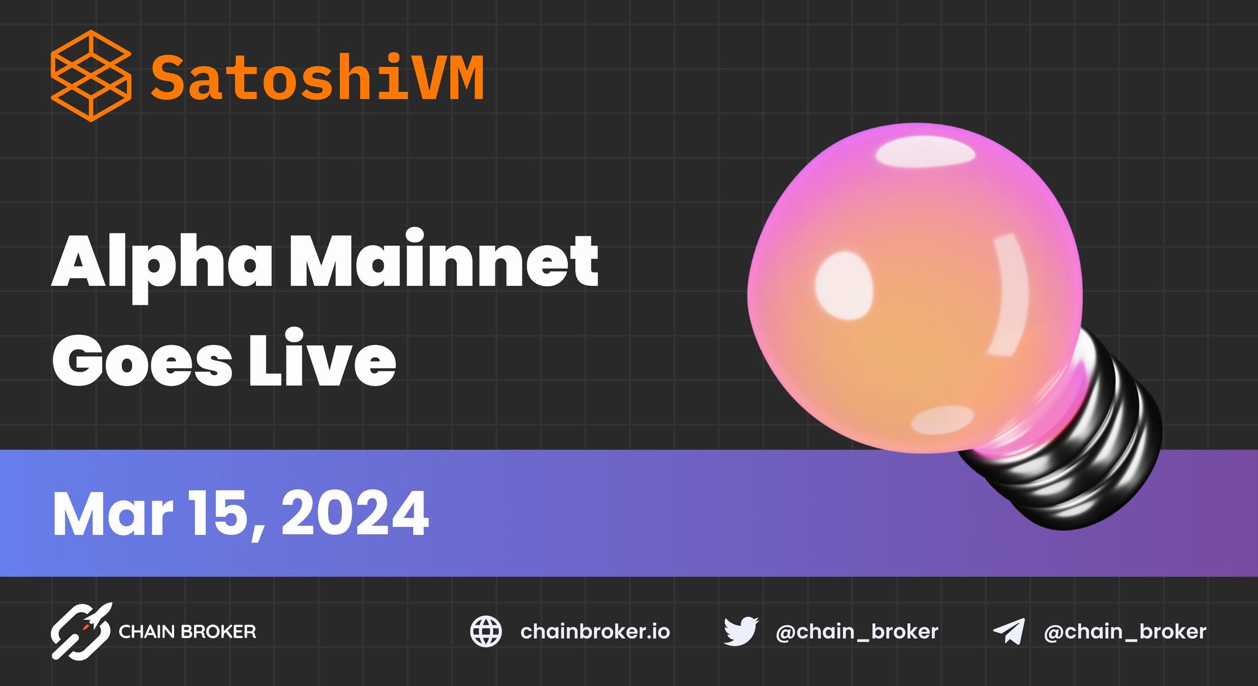 SatoshiVM Alpha Mainnet Launched SatoshiVM Alpha Mainnet Launched