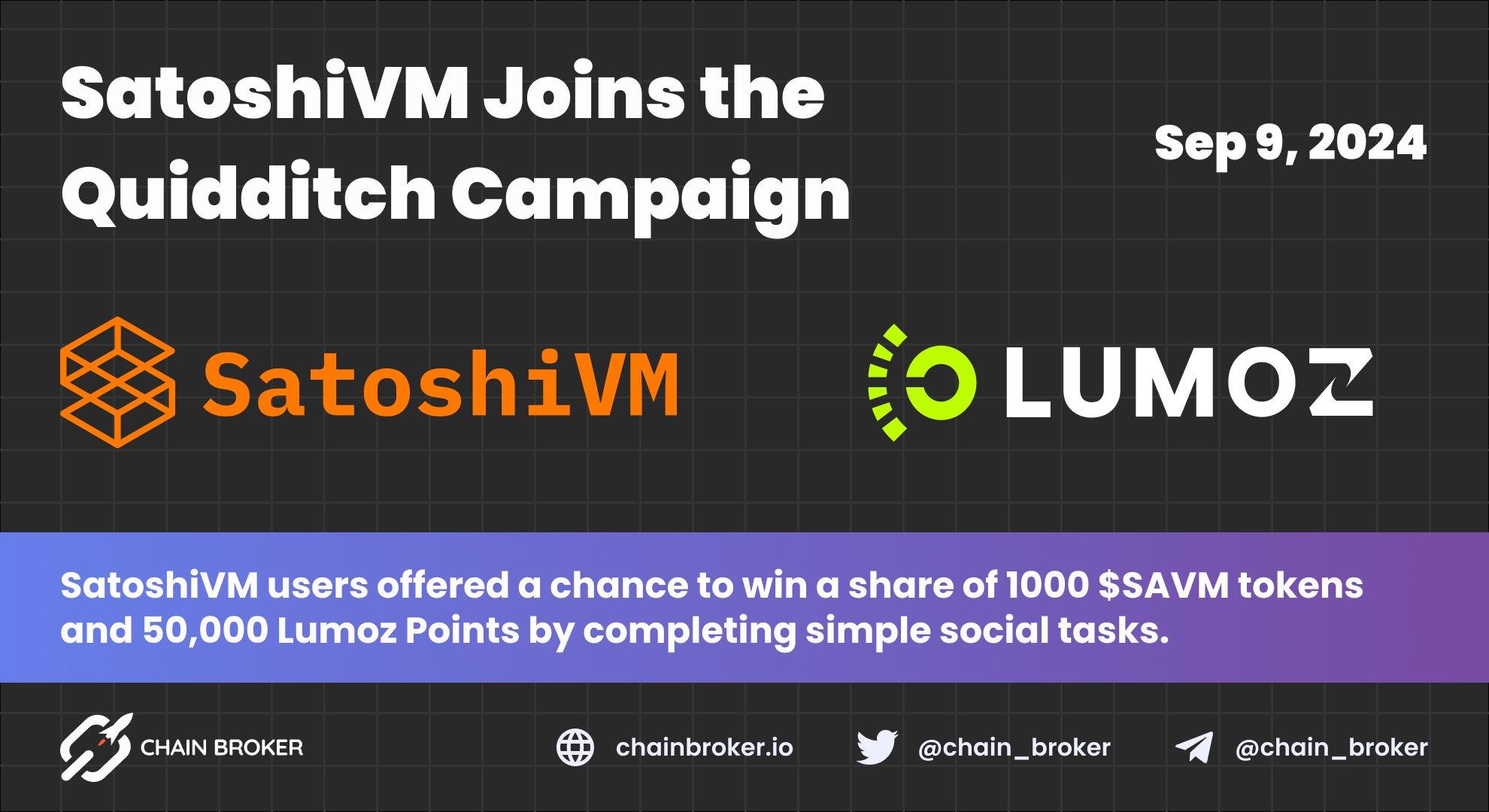 SatoshiVM joins the Quidditch Campaign on Lumoz SatoshiVM joins the Quidditch Campaign on Lumoz