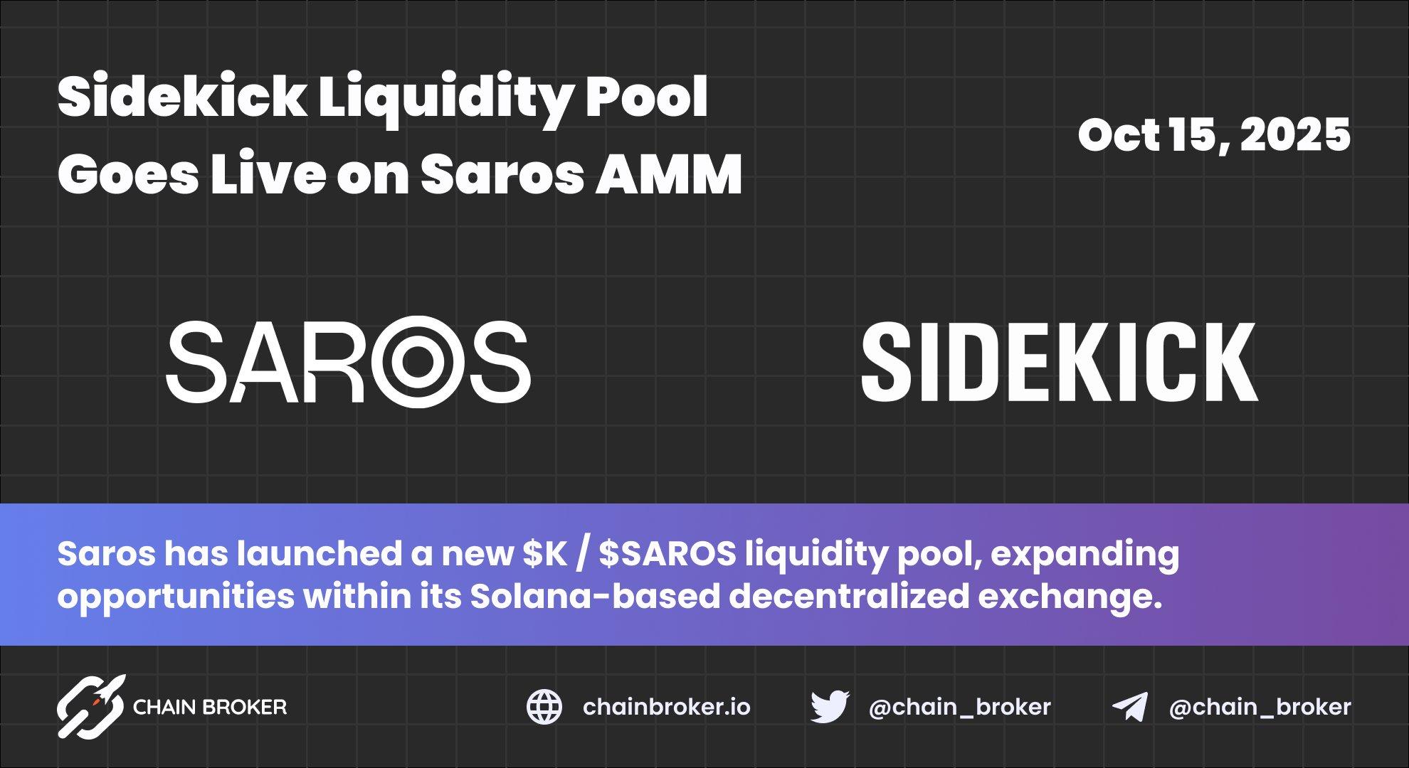 Sidekick Pool Goes Live on Saros AMM Sidekick Pool Goes Live on Saros AMM