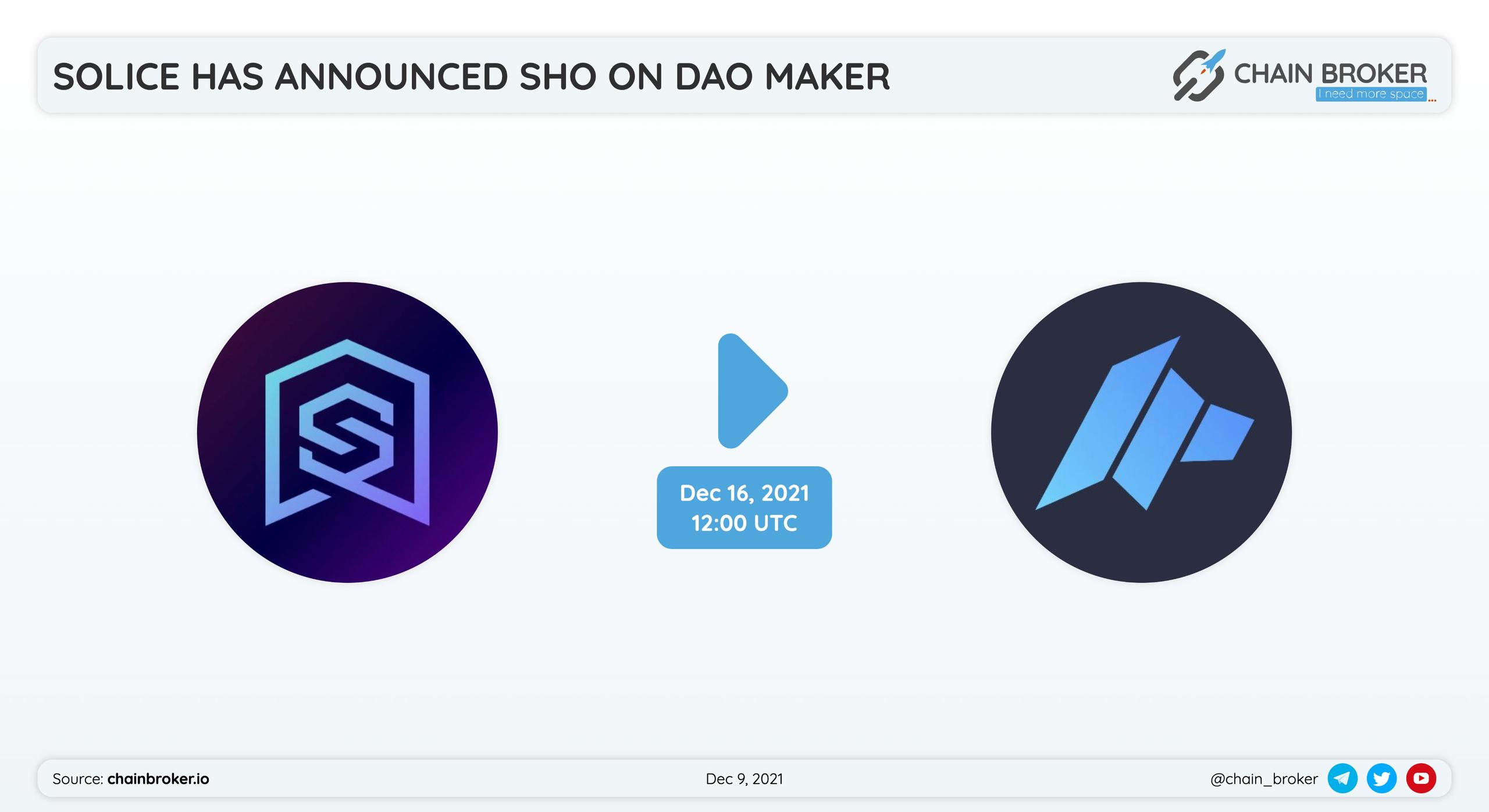 Solice $SLC has announced #SHO on Dao Maker